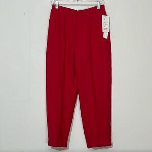 🌞 Annie Alexander NWT scarlet red linen blend cuffed bottom lined pants 8
